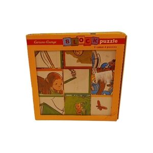 Curious George Block Puzzle 9 Cubes 6 Puzzles, Rare!